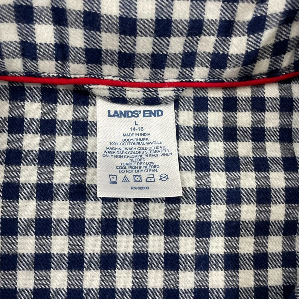 Lands End Ladies Large 14-16‎ NightGown Full Button Front Pocket 100% Cotton